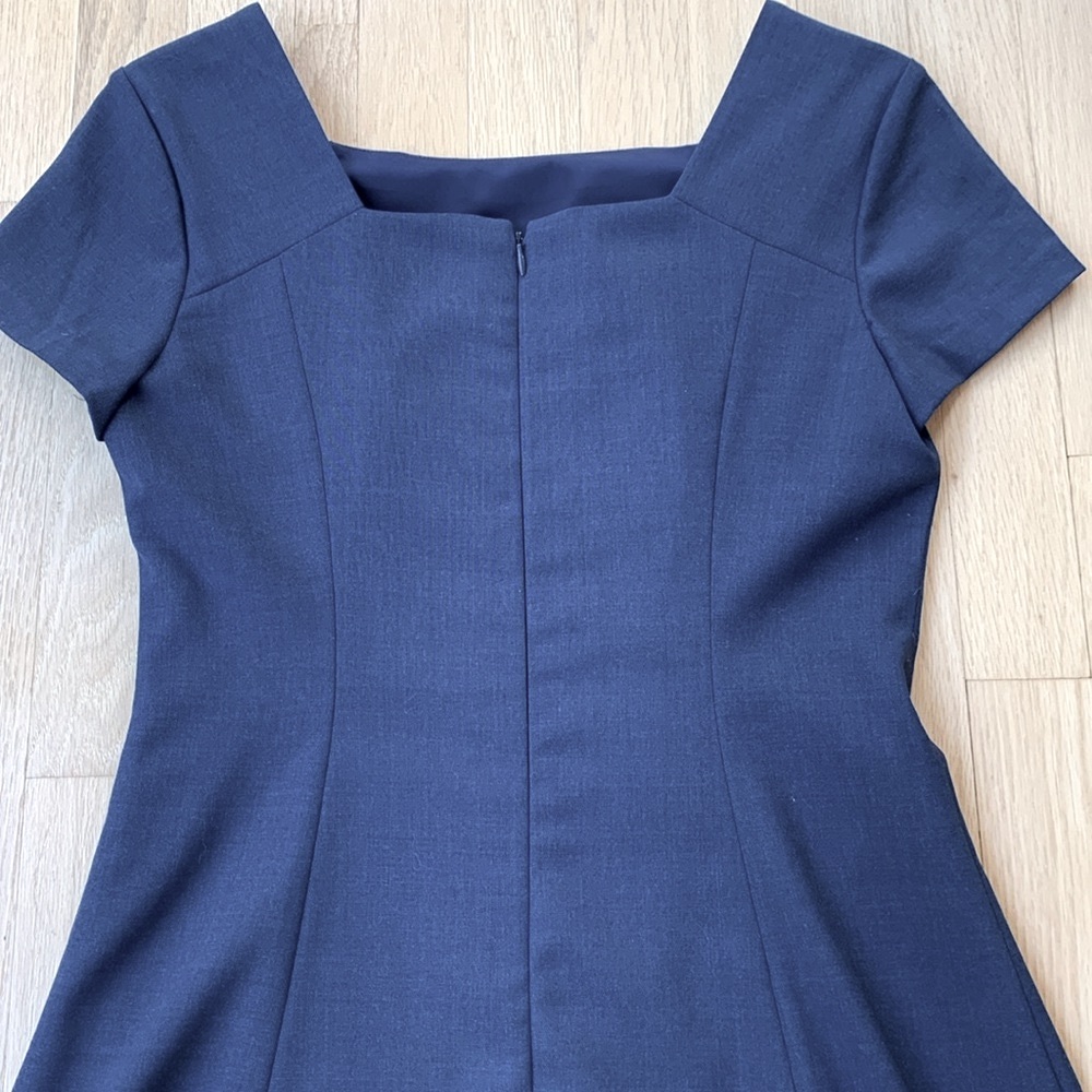 Theory Elex Virgin Wool A-Line Short Sleeve Dress Size 4 Blue Career Minimalist - Picture 6 of 10